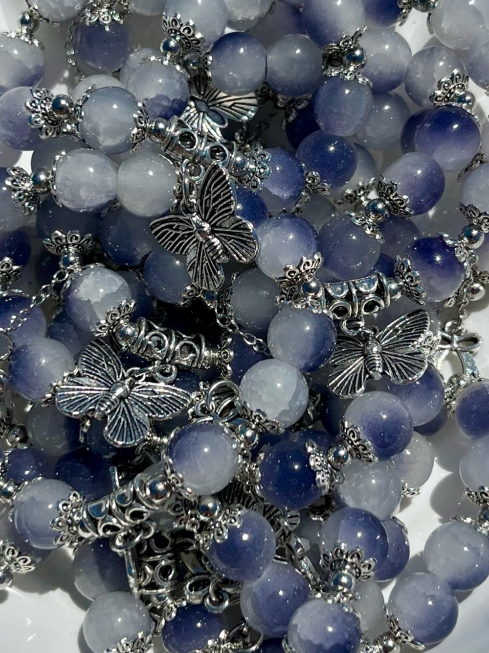 Purple Boho Bows & Butterfly Glass Beaded Bracelet NWOT